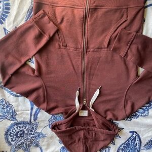burgundy zip up jacket